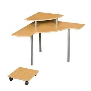   CPU Stand With Casters, 55 1/2 x 39 1/4 x 42, Teak