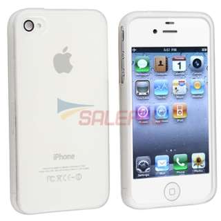 CLEAR WHITE SILICONE CASE+PRIVACY FILTER For iPhone 4S 4G 4 4GS G 