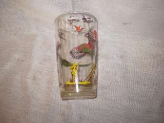 Description Vintage, 12 ounce, clear, glass, with pheasants, hunters 