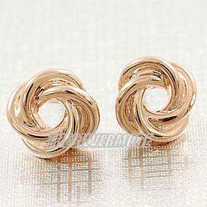 18K Rose Gold Plated Enlaced Cute Earring Studs 12300  