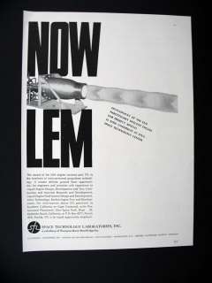 Space Technology Labs LEM Descent Engine 1963 print Ad  