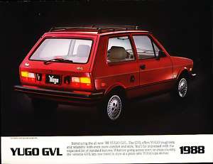 1988 Yugo GVL Luxury Sales Brochure Original Fiat  