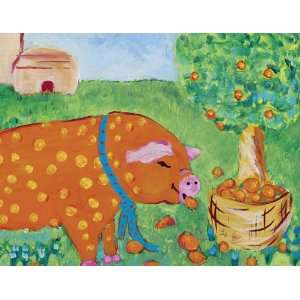  orange oink wall art by mary jo olsen