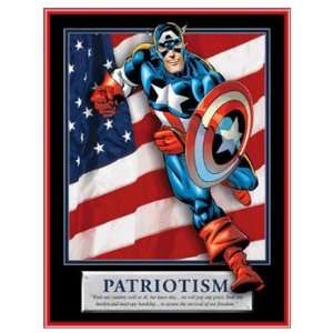  Patriotism Captain America Print Red Metal Frame 