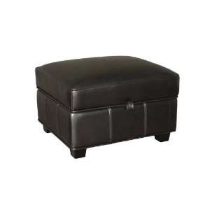   Black Leather Storage Ottoman By Wholesale Interiors