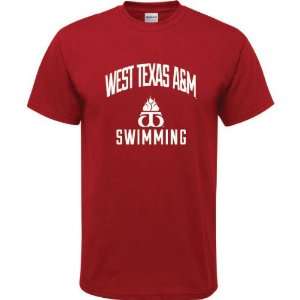 West Texas A&M Buffaloes Cardinal Red Youth Swimming Arch T Shirt