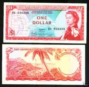 EAST CARIBBEAN STATES 1 DOLLAR PICK # 13a VF.  