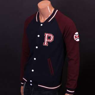 Dark Blue P Mens Baseball Cotton Jumper Jacket L,XL  