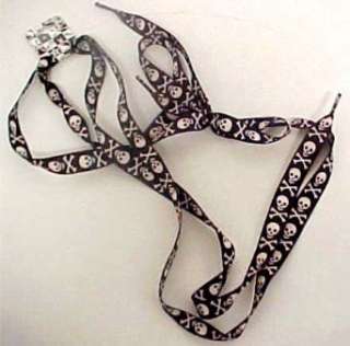  Black / White Skull & Crossbones Shoelaces Shoe Laces 
