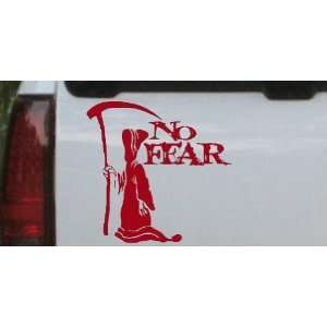 Grim Reaper No Fear Skulls Car Window Wall Laptop Decal Sticker    Red 