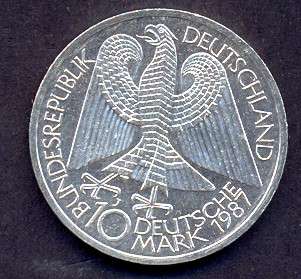 GERMANY SILVER COIN,10 MARK 1987 ,CV$85  