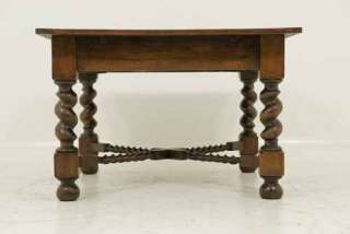 Very large oak table with wide diameter barley twist legs, solid oak 
