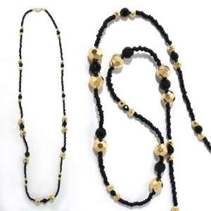SG Paris Necklace 70cm Black+Gold Dore Necklace Long Necklace Glass 