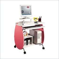TECHNI MOBILI Wood Workstation Pink & White Computer Desk 070918004995 
