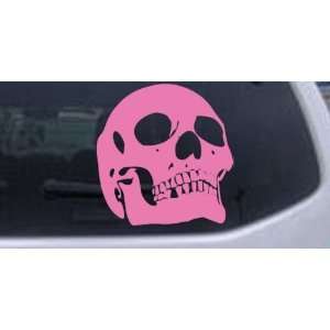 Skull Front View Skulls Car Window Wall Laptop Decal Sticker    Pink 