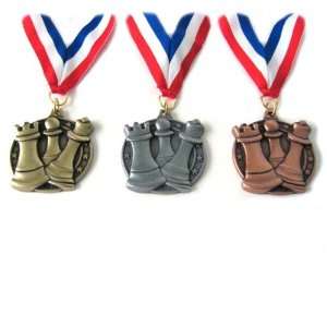  Chess Silver Award Medal with Ribbon Toys & Games