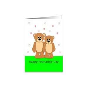  Happy Friendship Day Card with Two Bears, Hearts, Hugs and 