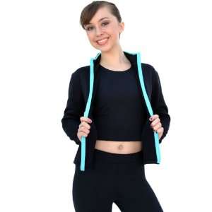  Chloe Noel J48 Black/Turquoise Fitted Fleece Skate Jacket 