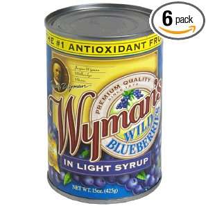 Wyman Wld Blueberries/Lt Syrup, 15 Ounce (Pack of 6)  