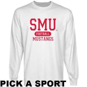  SMU Mustangs White Custom Sport Long Sleeve T shirt 