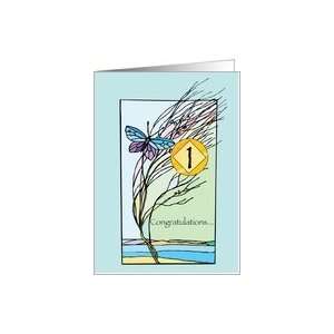  One year ANNIVERSARY 12 Step Recovery Butterfly Card 