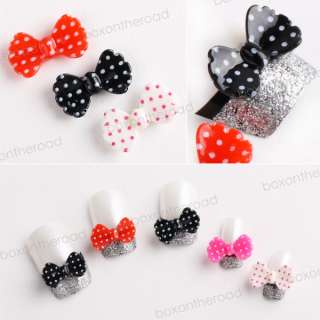   3D Acrylic Bow Tie Beads Slices Nail Art Tips DIY Decorations  
