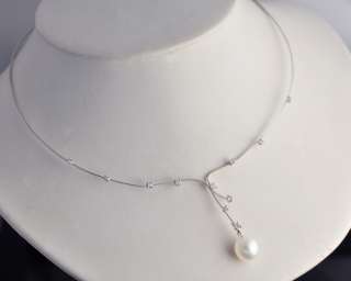   Coin Diamond South Sea Pearl 18k White Gold Necklace 0,60 ctw diamond