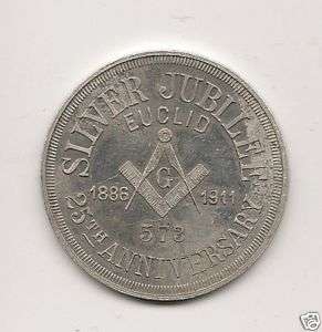 Vintage 1911 Masonic Silver Jubilee Anniversary Token  