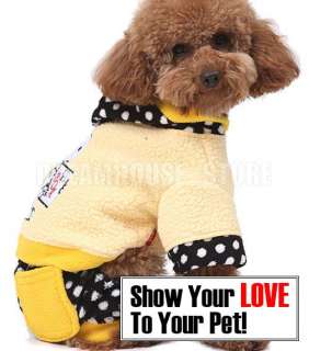 Dog Hoodie Fleece Jumpsuit Coat Clothes anysz Yellow  