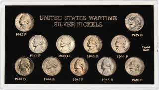 11 pc. 1942   1945 United States Wartime Silver Nickels Set  