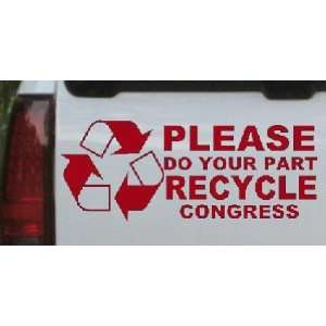 Red 50in X 20.0in    Please Recycle Congress Political Car Window Wall 