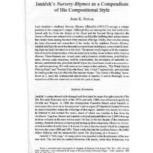 Article JANACEKS NURSERY RHYMES AS A COMPENDIUM OF HIS COMPOSITIONAL 