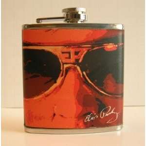 Elvis Collectible 6 oz. Stainless Steel Leather Wrapped Flask 
