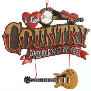  I love Country Music with Guitar Christmas Ornament 