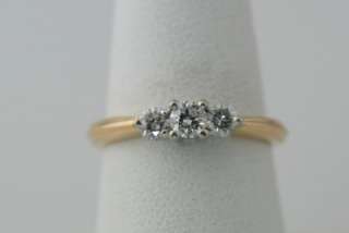14K Yellow Gold 1/2 Carat Diamond Past Present Future Ring .50 ctw 