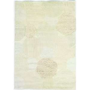  8 x 11 Area Rug Hand Crafted Circles Pattern in White 