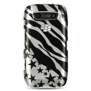 VMG BlackBerry Torch 9850/9860   Silver/Black Zebra Stars Design Hard 