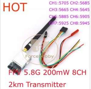 FPV 5.8G 200mW Video Audio Transmitter 2KM for 5.8G RX  