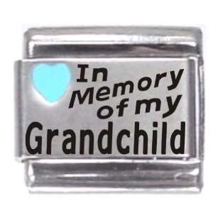  In Memory Of My Grandchild Light Blue Heart Laser Italian 