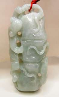 Chinese Jade Amulet Pendant BAMBOO & BABY DRAGON  