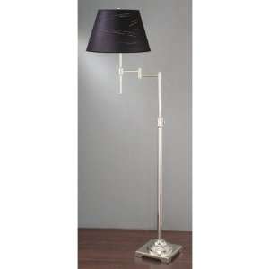 State Street Swing Arm Floor Lamp with Kurt Shade in Shiny Silver