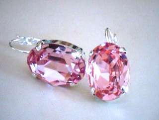 Swarovski crystal light rose 18X13mm oval fancy stone earrings  