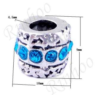 30pcs white Alloy Rhinestone beads fit charm bracelet  