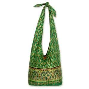  Cotton sling tote bag, Royal Thai Emerald
