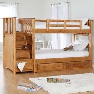  Woodcrest Stairway II Twin over Twin Bunk Bed with Stairs 