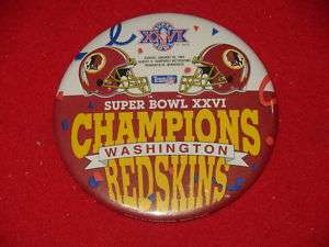 1992 Washington Redskins Super Bowl XXVI Hat Pin Button  