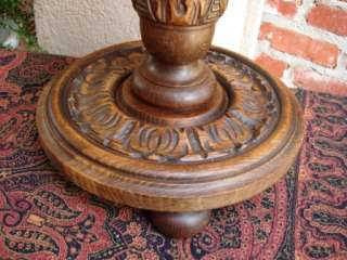 Antique FRENCH OPEN BARLEY TWIST Oak Cigar Pipe Smoke Stand END Table 