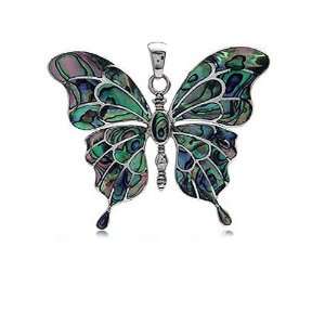  HUGE Abalone / Paua Shell 925 Sterling Silver Butterfly 