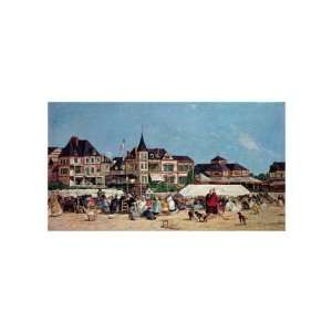 Casino De Trouville by Eugene Boudin. size 14 inches width by 9.5 
