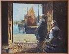 DUTCH FLEMISH OIL PAINTING SIGNED GALLERY CERTIFIED HARBOR SAILBOATS